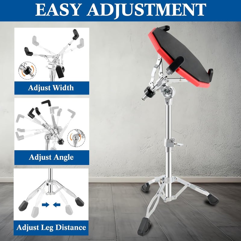 ROWell Snare Drum Stand for 10-14 Drums & Practice Pads,Heavy-Duty 28mm Pipe, Adjustable Height 23.8inch - Perfect for Beginner Drummers - Image 4